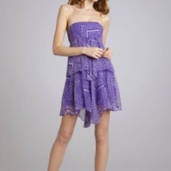 BCBGMaxAzria Wisteria Purple and White Tiered Dress Whimsigoth Fairycore Size S - Picture 1 of 9
